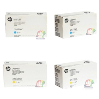 HP CF031AC , CF032AC ตลับหมึกแท้ ชุดสี มีสีฟ้า, สีเหลือง